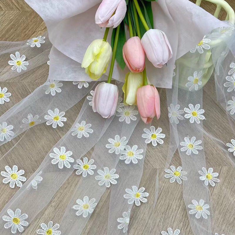 Embroidery Veil - 150cm Wide Daisy Embroidery Lace Fabric