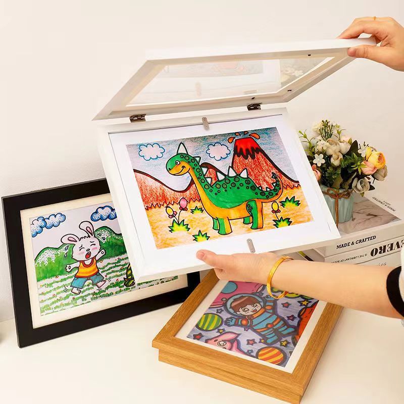 Frame Display Wood - Storage display picture frame magnetic suction