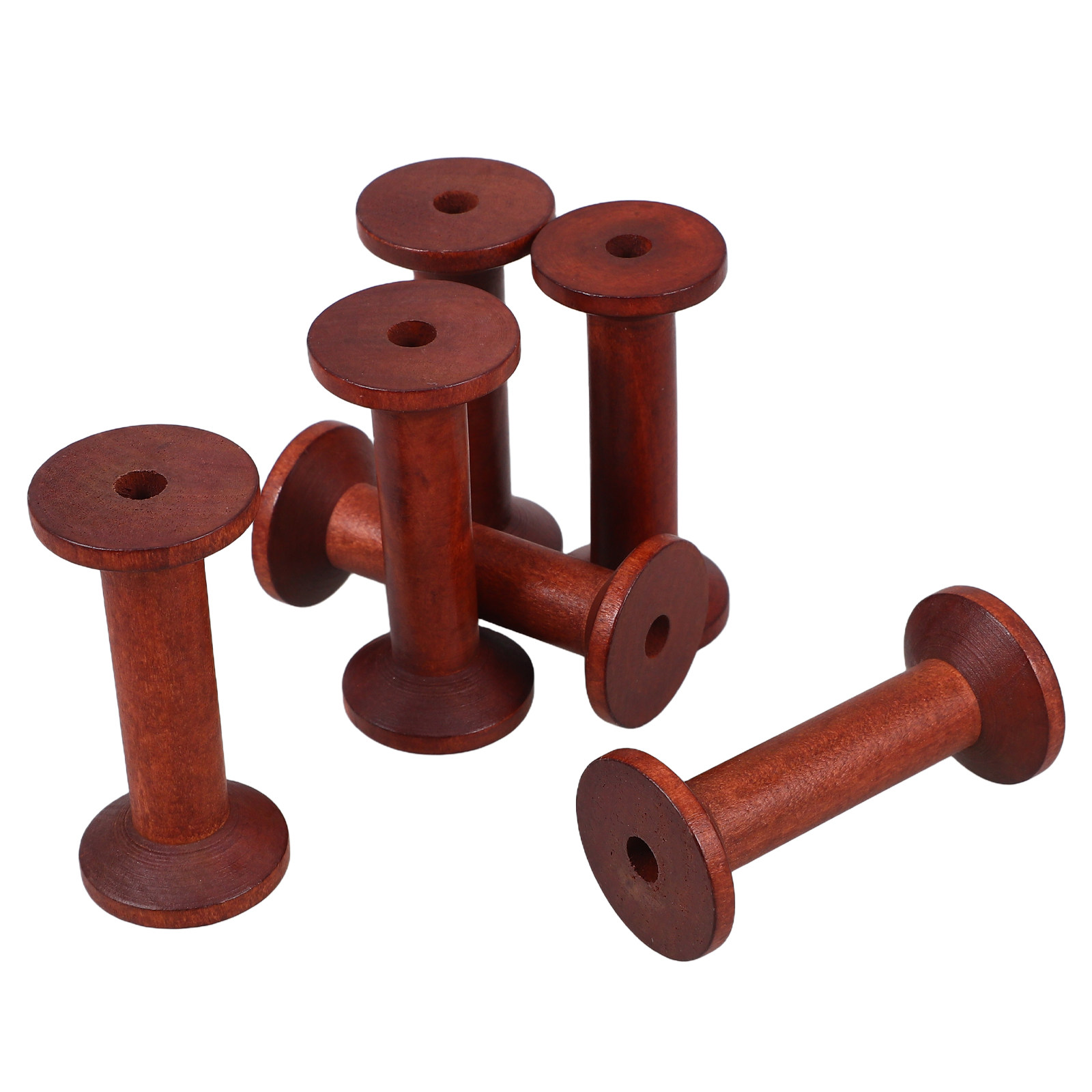Embroidery Thread Yarn - 6Pcs Smooth Wood Thread Spools Vintage