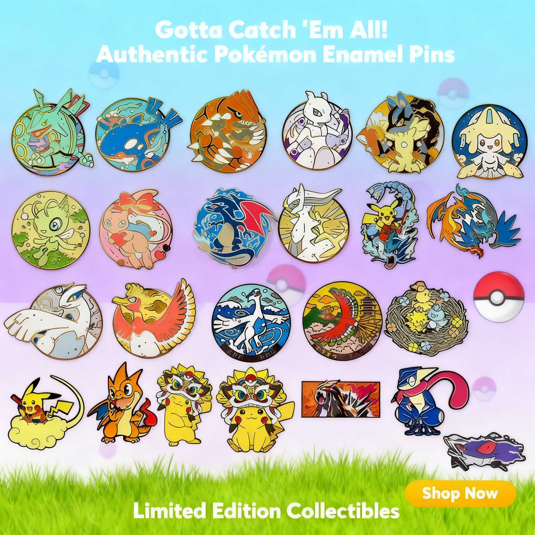 Embroidery Tulle - Cute Pokemon Japanese Anime Pin Badge