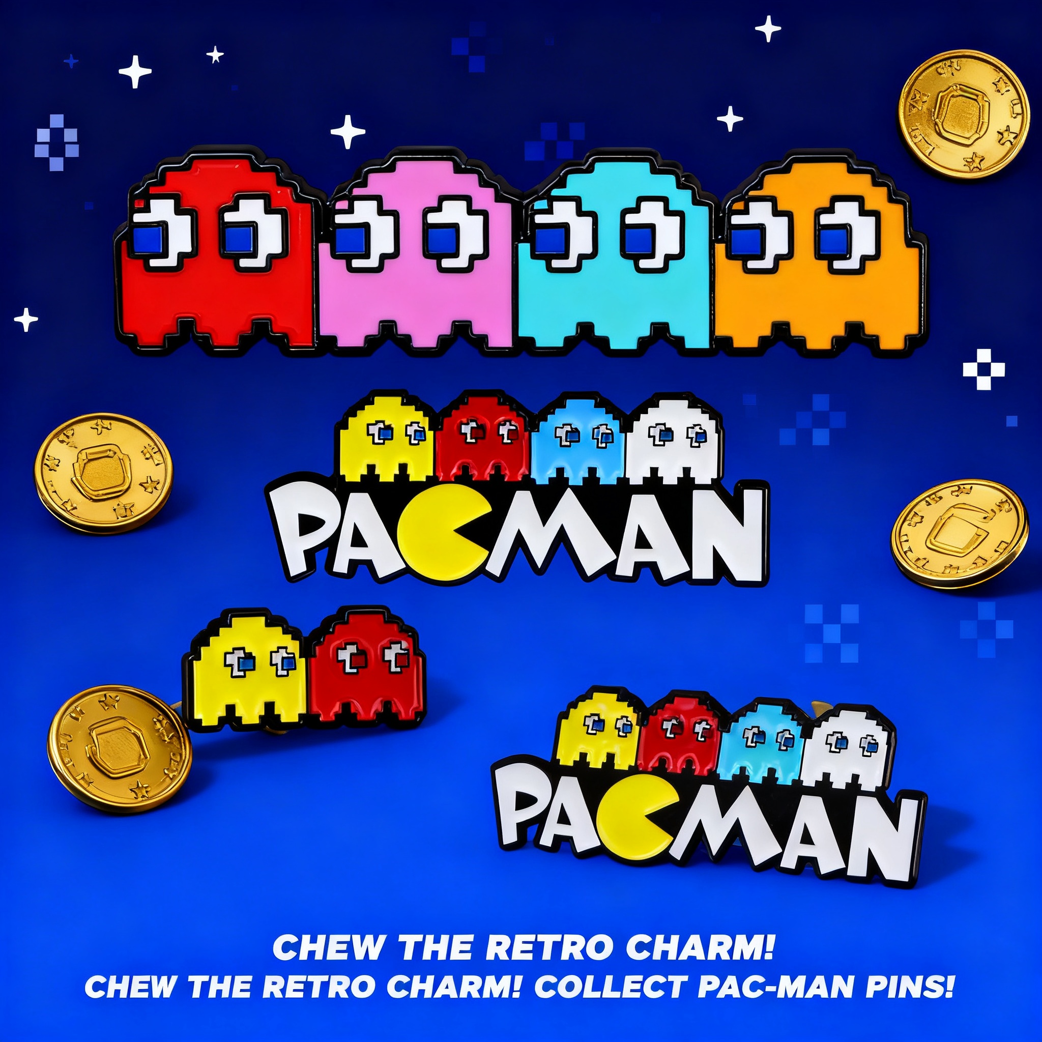 Embroidery Tulle - Pac-Man Game Brooch Pin Badge Cross