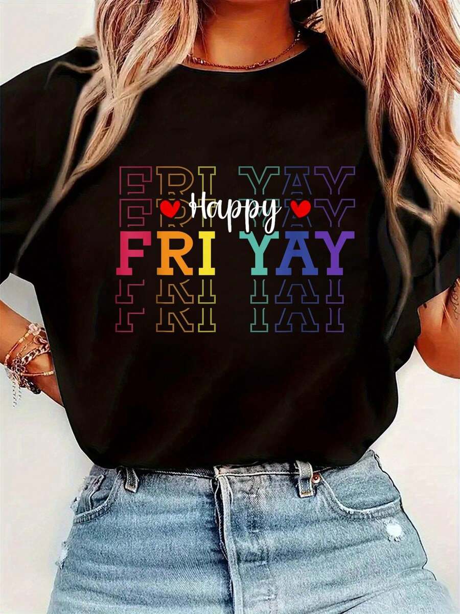 Funny Friday Lover Graphic Pri – обзор и цена Embroidery Cotton Shirt