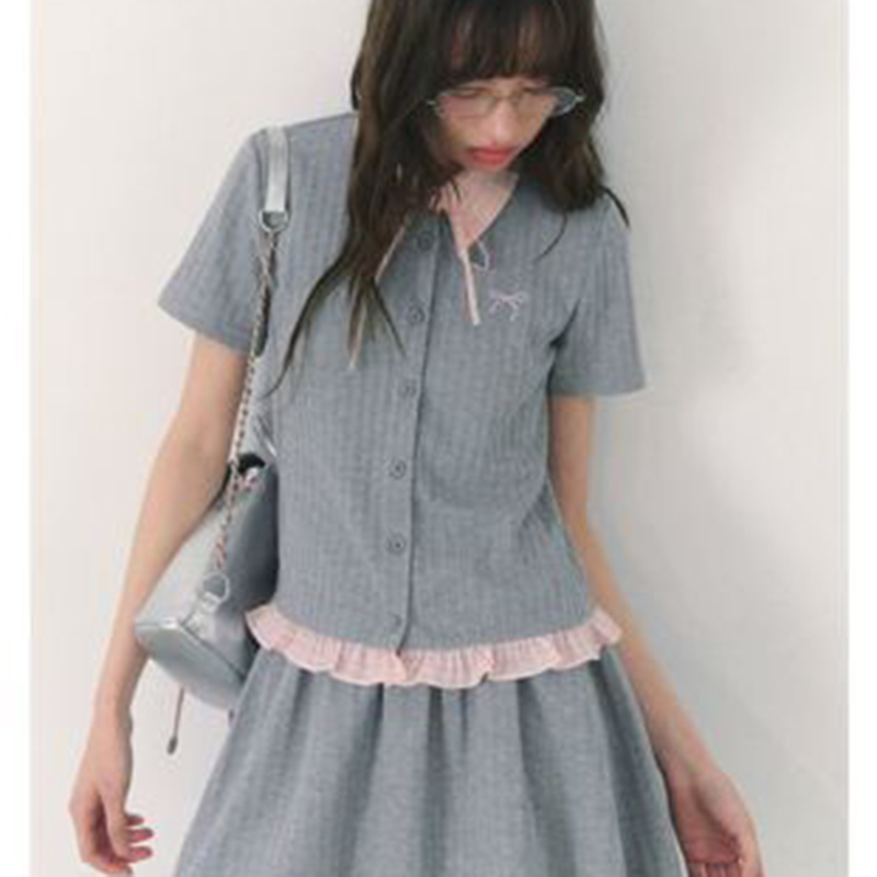 Summer Knitted Preppy Style Tw – обзор и цена Embroidery Cotton Shirt