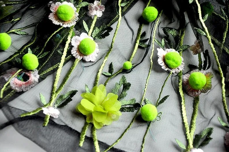 3D chiffon flower pompom embro – обзор и цена Embroidery Veil