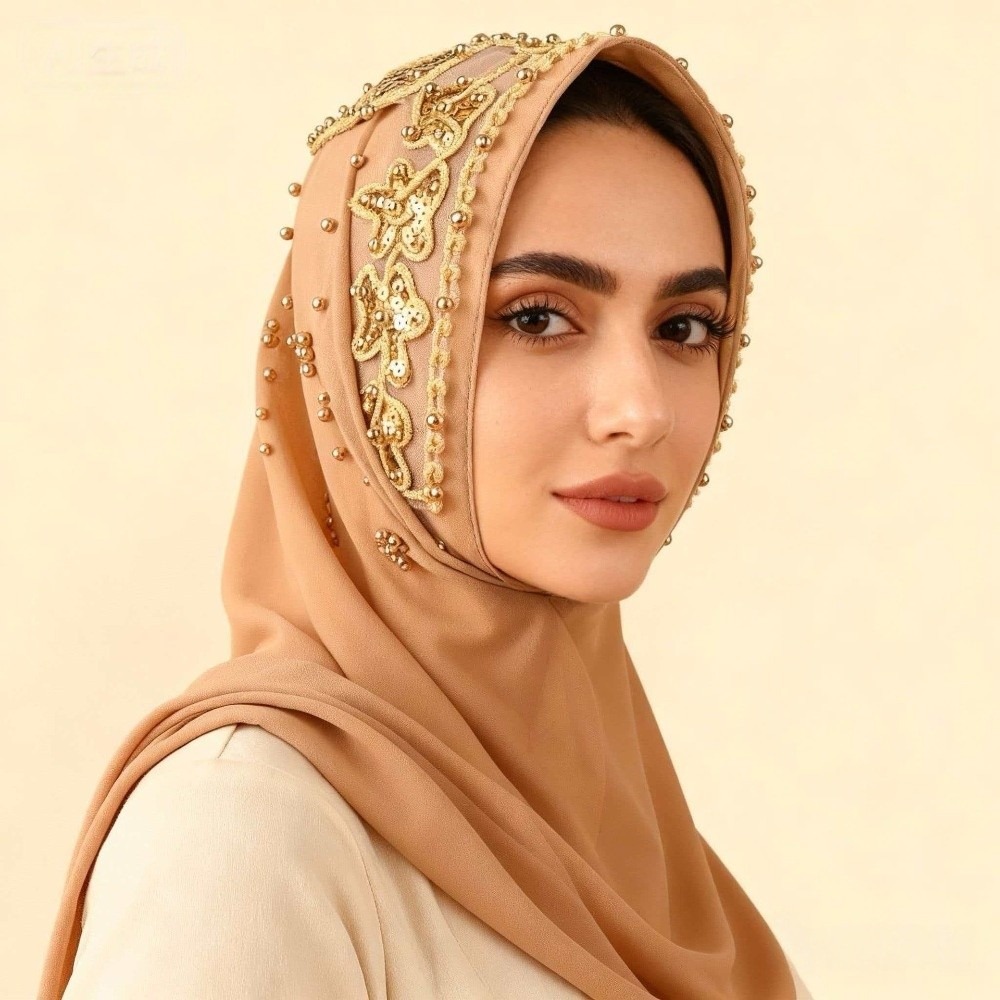 170×70cm Chiffon Hijab Scarf S – обзор и цена Embroidery Gold