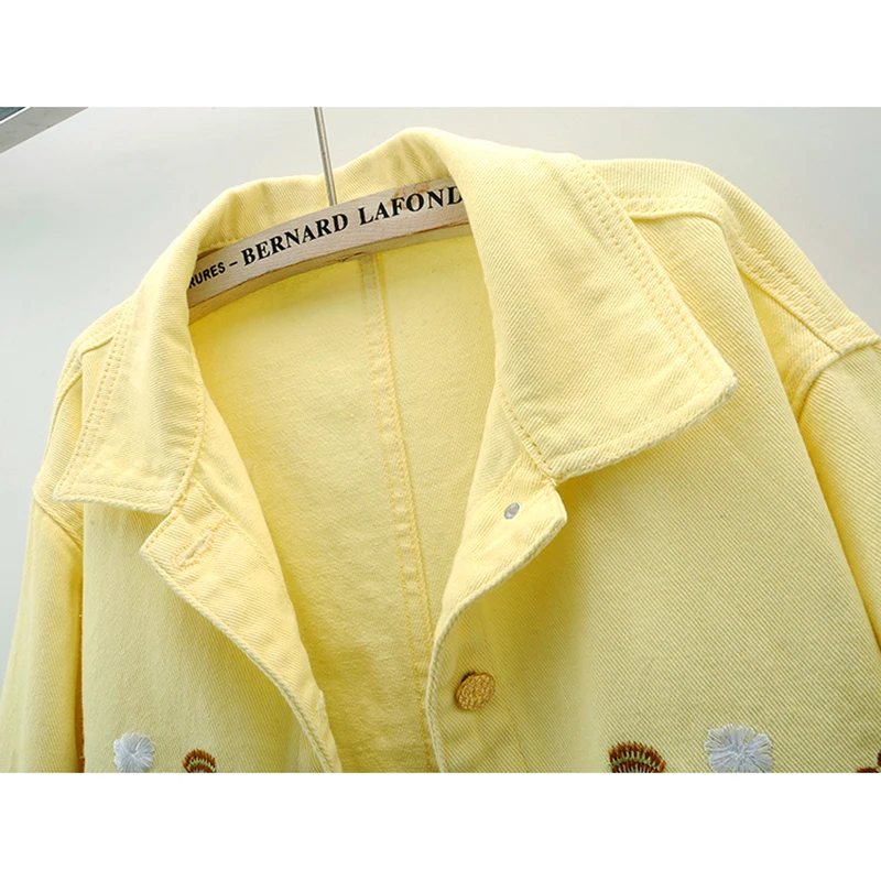 Fashion Yellow Denim Jacket Wo – обзор и цена Embroidery Yellow