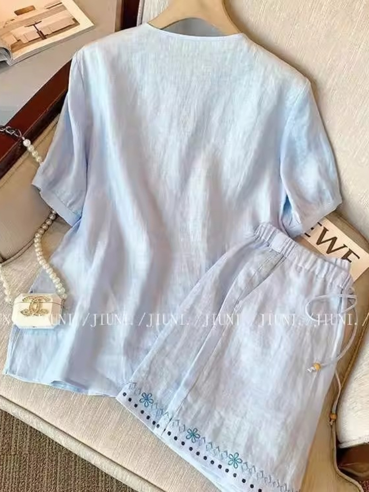 Vintage Ethnic Blue 2CPS Set F – обзор и цена Embroidery Cotton Shirt