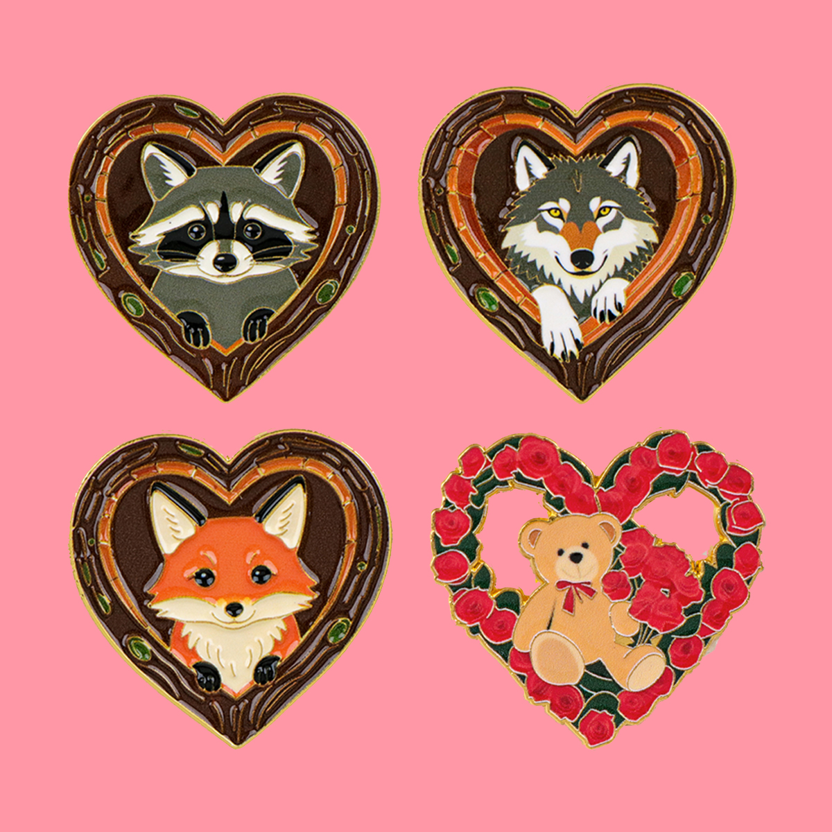 Fox Rose Bear Enamel Pins Anim – обзор и цена Embroidery Tulle