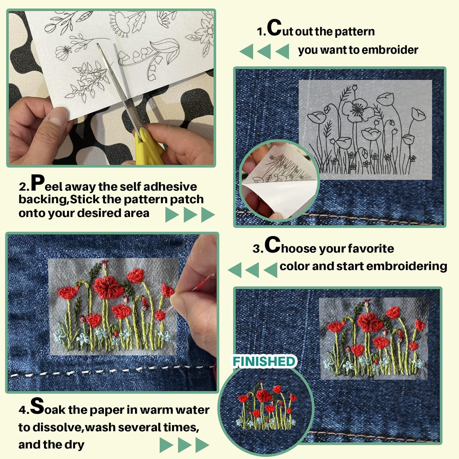 72Pcs Water Soluble Stabilizer – обзор и цена Embroidery Meaning