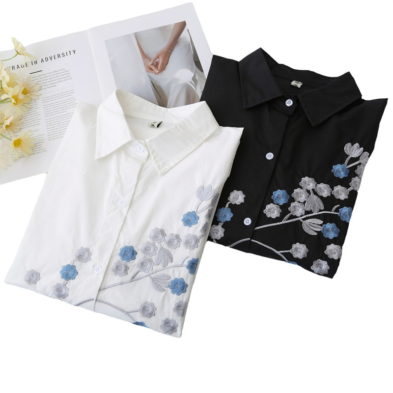 Women Plus Size Long Sleeve Co – обзор и цена Embroidery Cotton Shirt