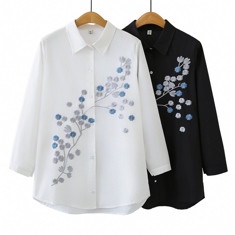 Women Plus Size Long Sleeve Co – обзор и цена Embroidery Cotton Shirt