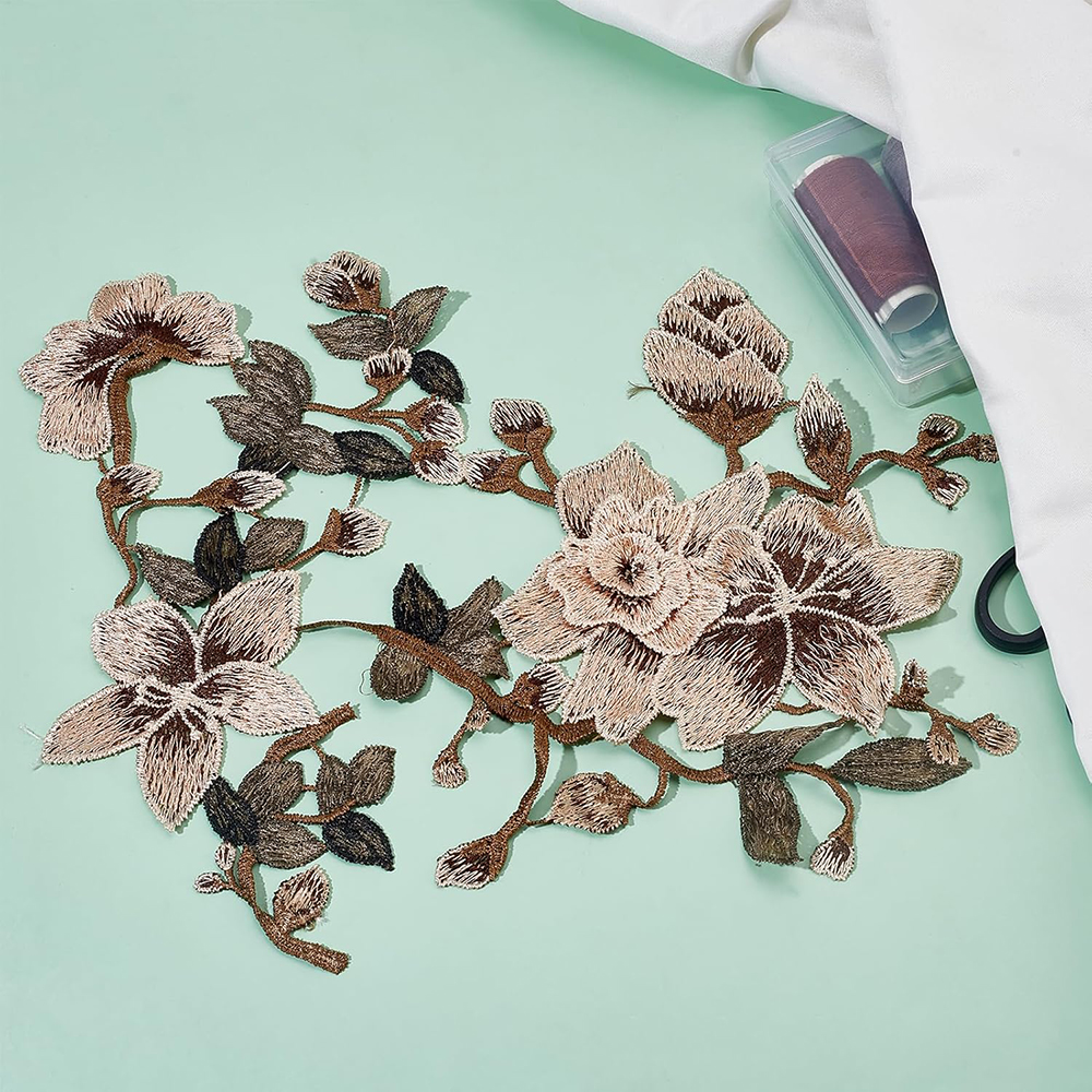 1 Pair Brown Pink Flower Embro – обзор и цена Embroidery Veil