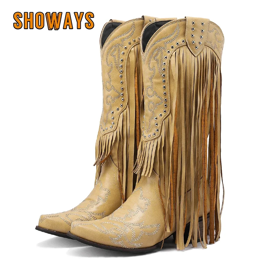 Fringe Rivet Western Women Mid – обзор и цена Embroidery Yellow
