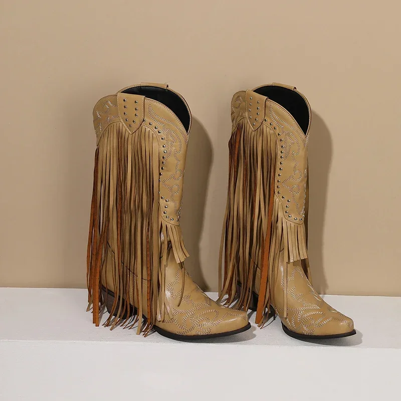 Fringe Rivet Western Women Mid – обзор и цена Embroidery Yellow