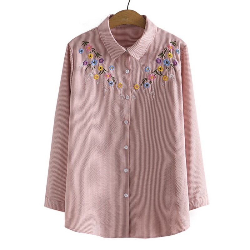 4XL Plus Size Shirts Women Spr – обзор и цена Embroidery Cotton Shirt
