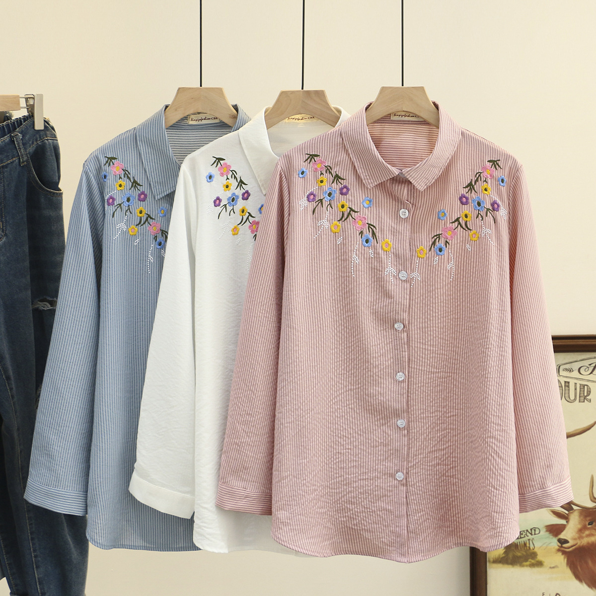 4XL Plus Size Shirts Women Spr – обзор и цена Embroidery Cotton Shirt