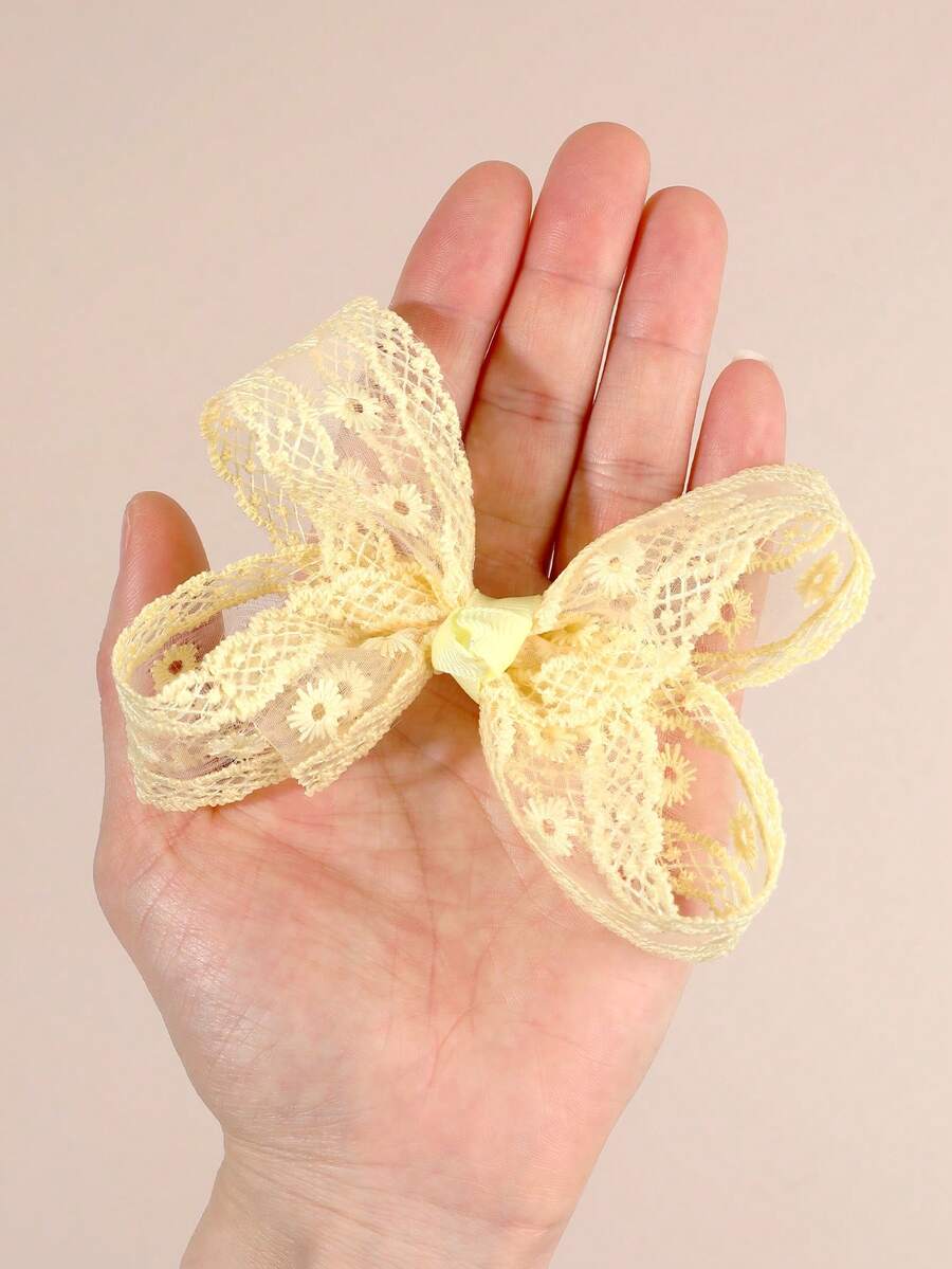 2pcs Delicate Yellow Lace Bow  – обзор и цена Embroidery Yellow