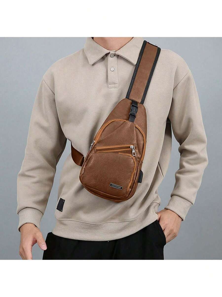 Mens PU Leather Sling Bag With – обзор и цена Embroidery Bag