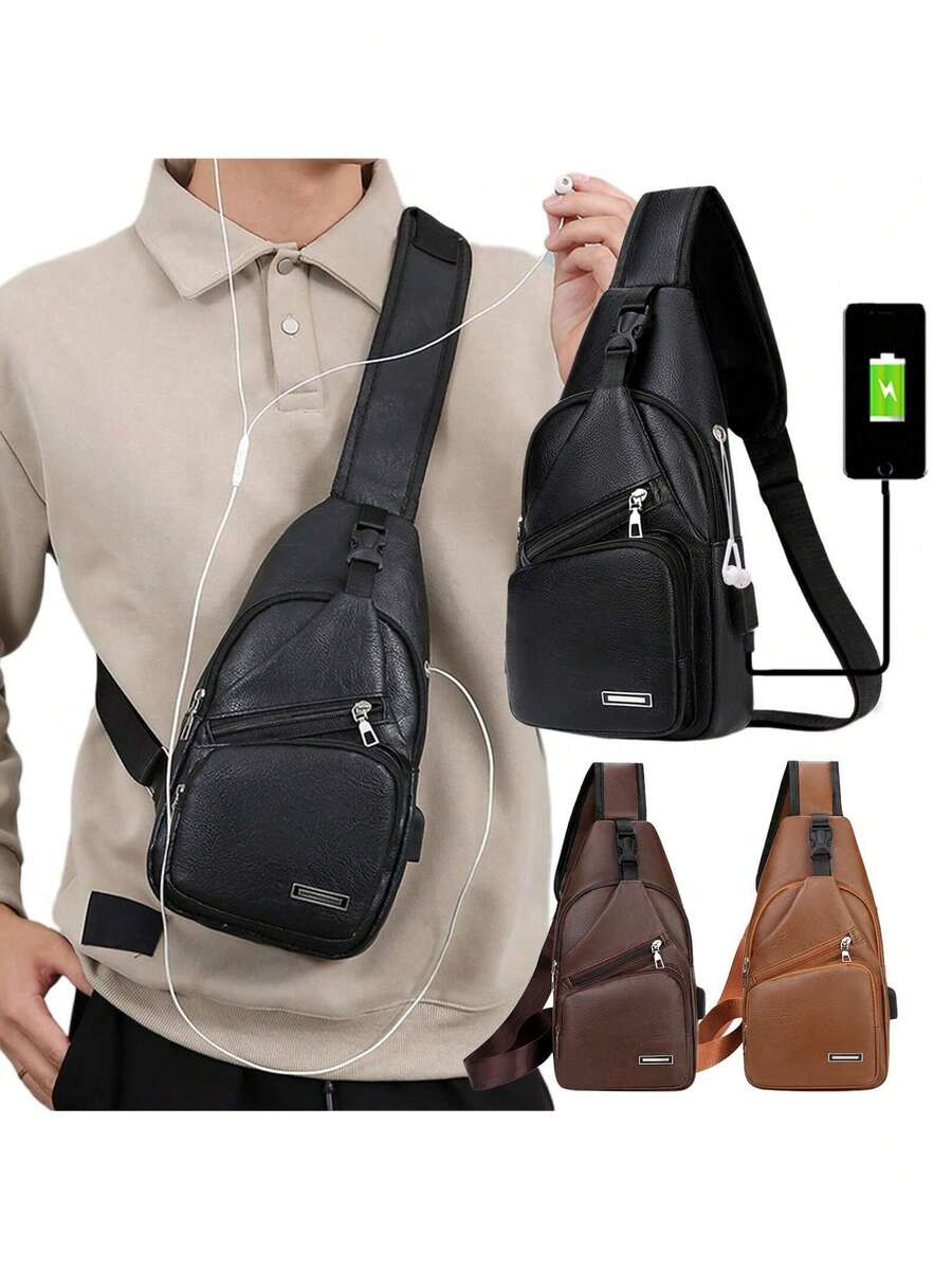 Mens PU Leather Sling Bag With – обзор и цена Embroidery Bag