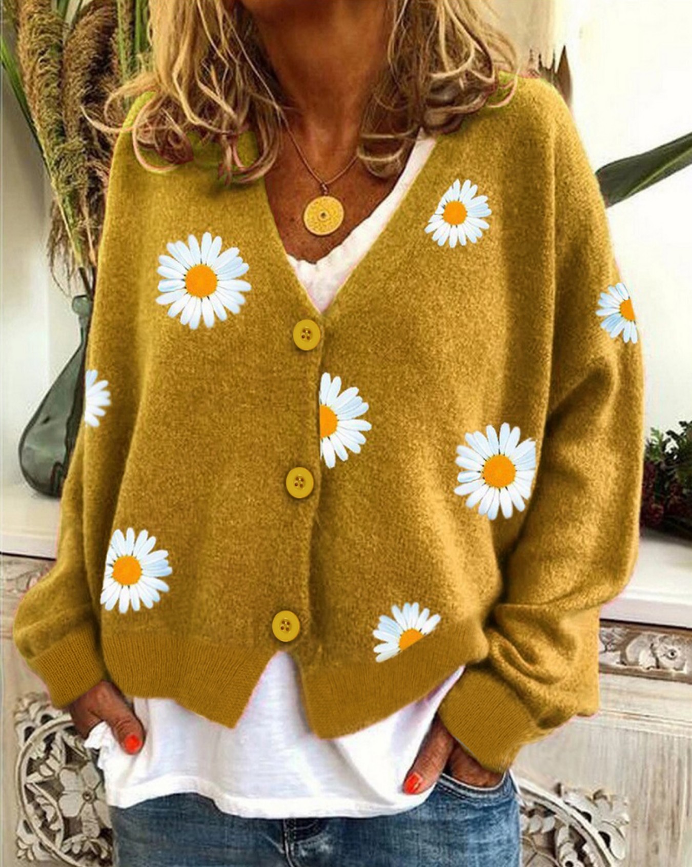 Women's Mustard Yellow Daisy E – обзор и цена Embroidery Yellow