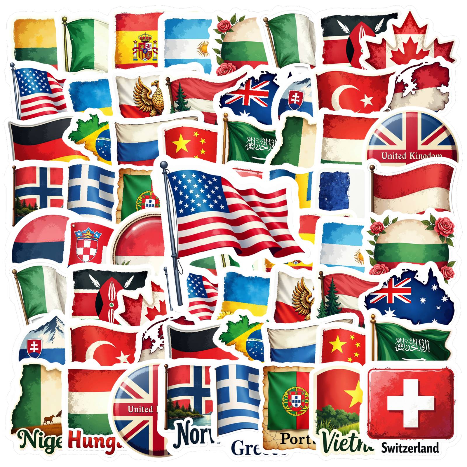 35pcs Country Flag Stickers Wa – обзор и цена Embroidery World