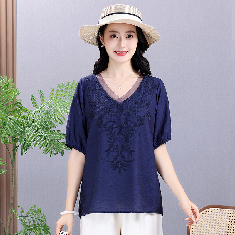 Summer Elastic Tee Shirt Solid – обзор и цена Embroidery Cotton Shirt