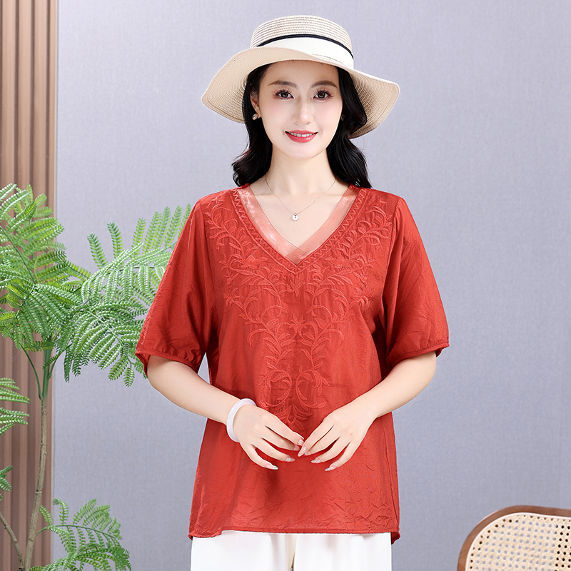 Summer Elastic Tee Shirt Solid – обзор и цена Embroidery Cotton Shirt
