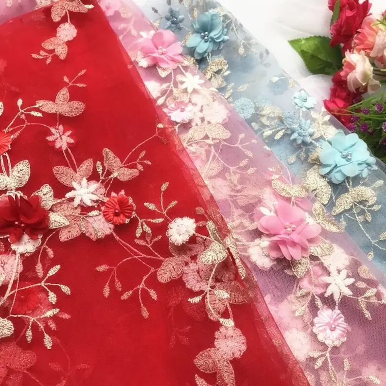 7 colors 3D chiffon flowers go – обзор и цена Embroidery Veil