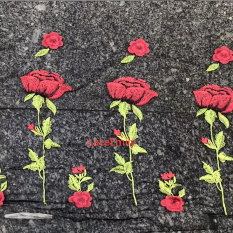 Red Rose Lace Fabric flower em – обзор и цена Embroidery Veil