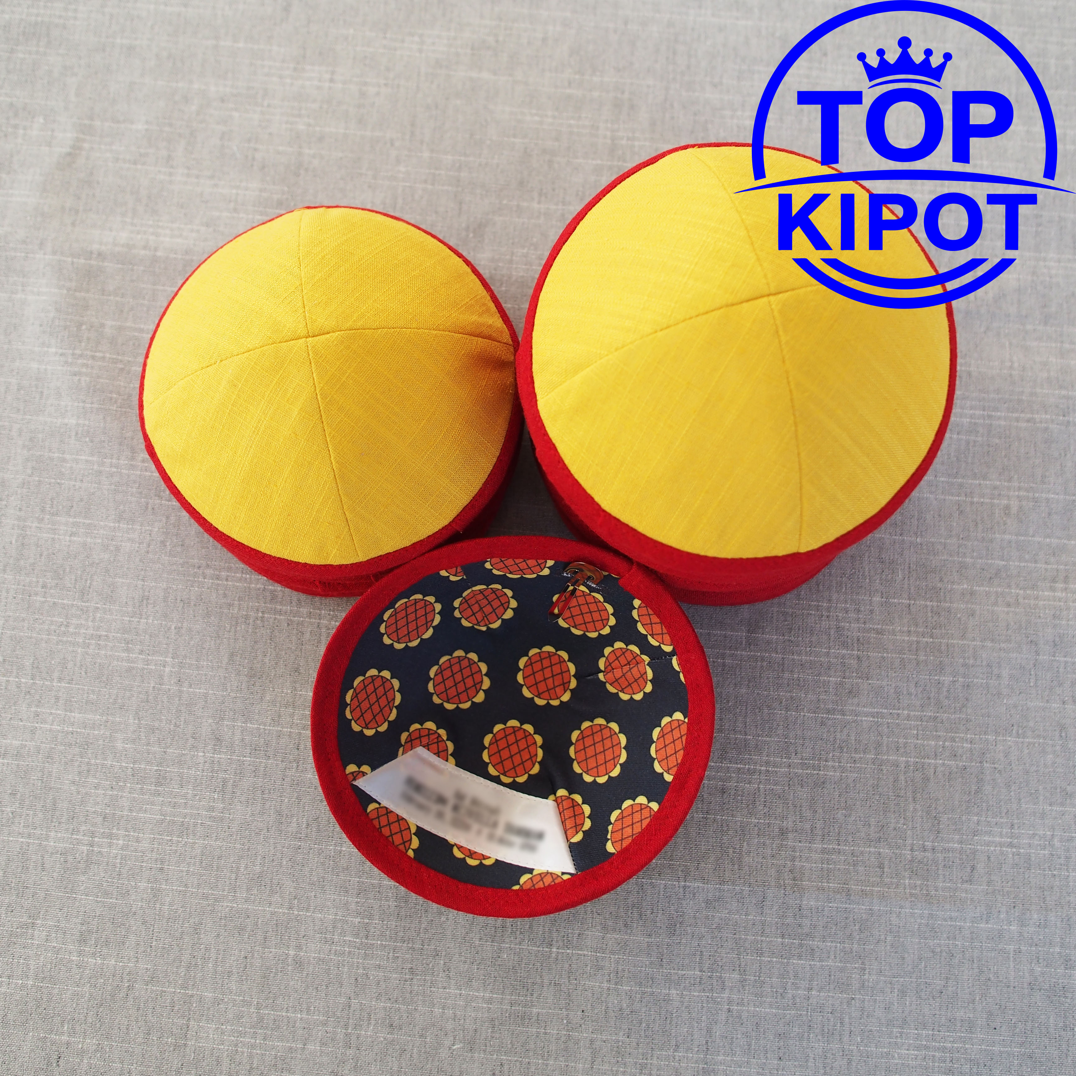 Yellow linen kippah without em – обзор и цена Embroidery Yellow