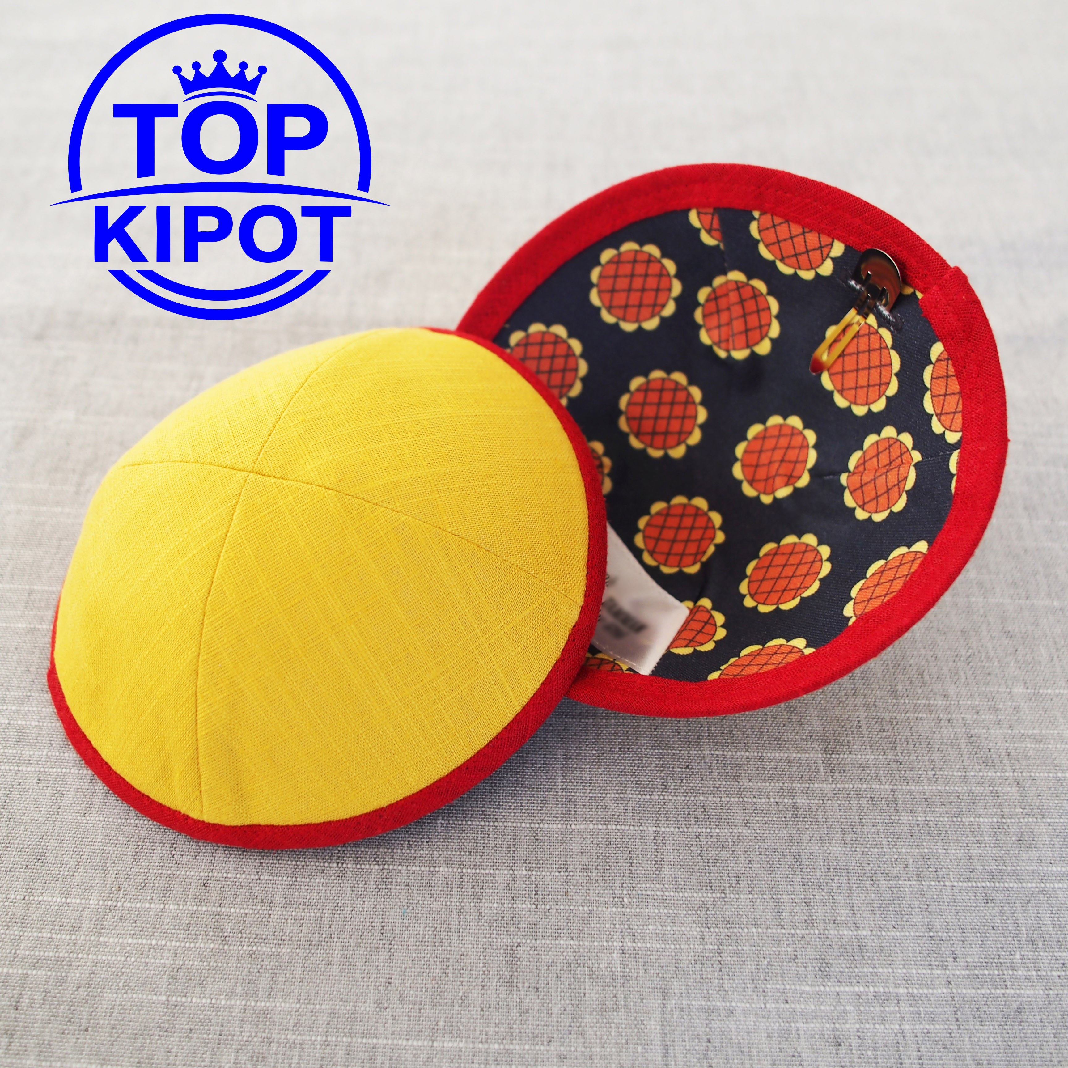 Yellow linen kippah without em – обзор и цена Embroidery Yellow