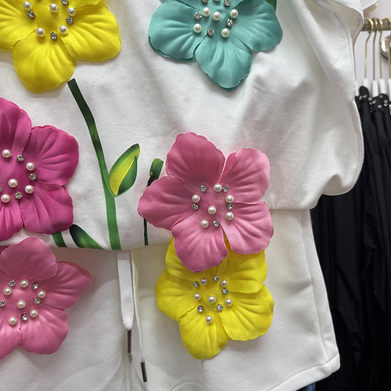 Summer Colorful 3D Flowers T-s – обзор и цена Embroidery Cotton Shirt