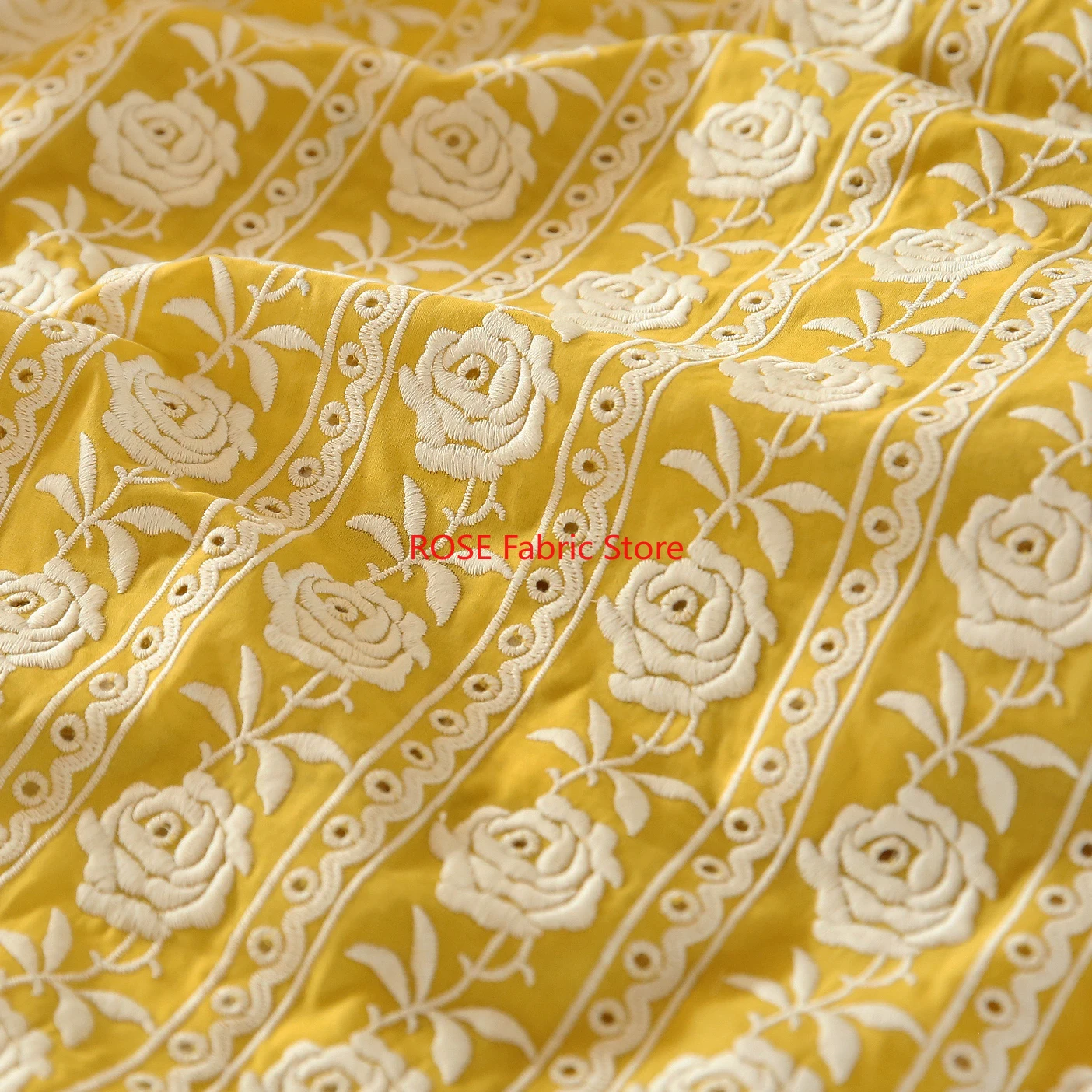 French Cotton Yellow Rose Heav – обзор и цена Embroidery Yellow