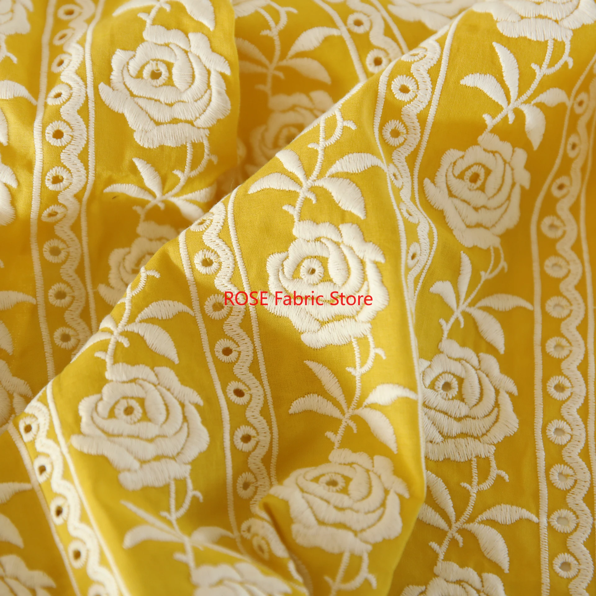 French Cotton Yellow Rose Heav – обзор и цена Embroidery Yellow