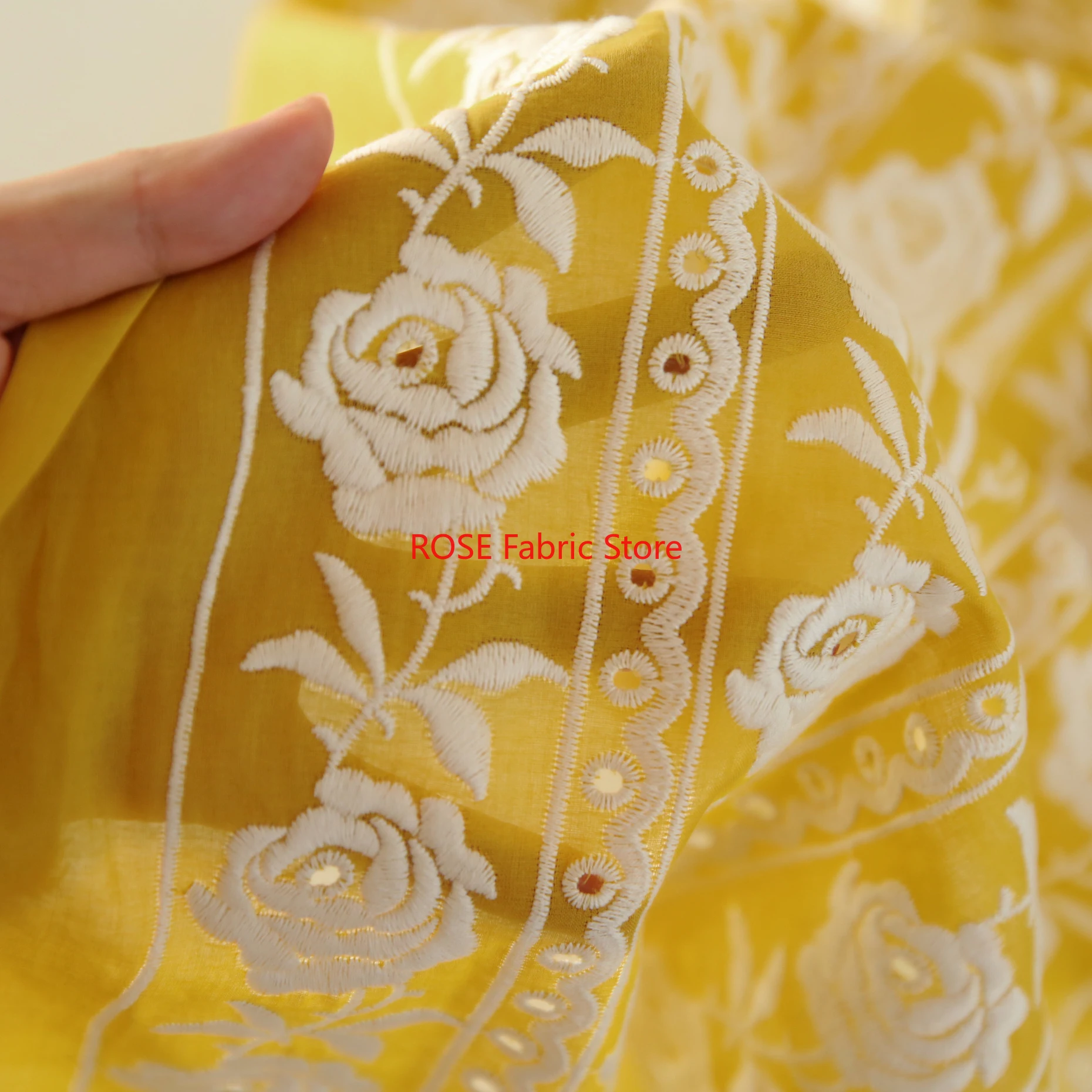 French Cotton Yellow Rose Heav – обзор и цена Embroidery Yellow