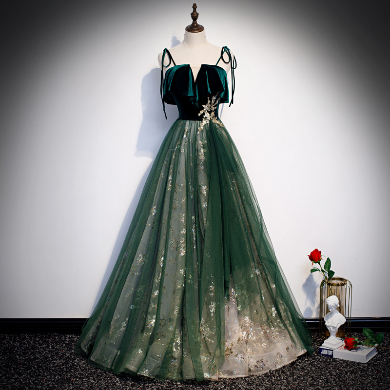 Emerald Green Velvet Top Tulle – обзор и цена Embroidery Gold