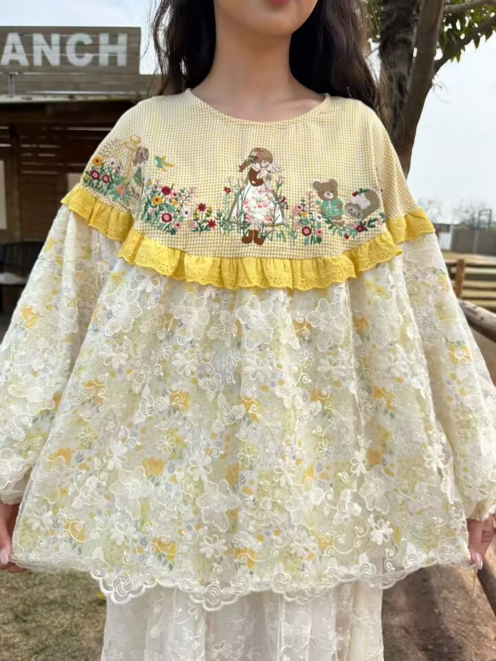 Yellow Color  Vintage Cotton P – обзор и цена Embroidery Yellow