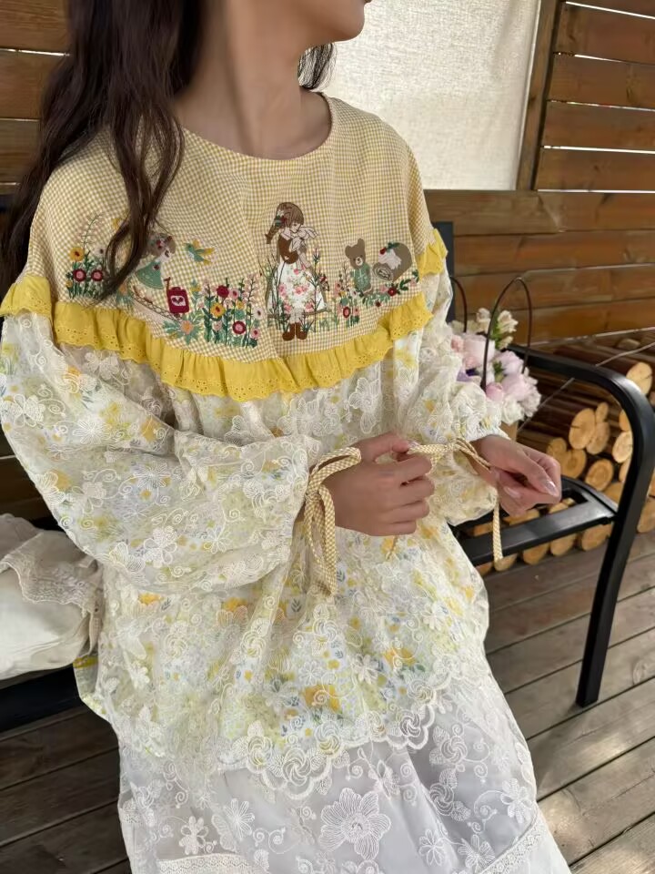 Yellow Color  Vintage Cotton P – обзор и цена Embroidery Yellow