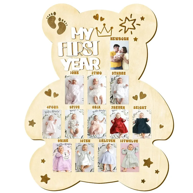 TEMIKIDS Newborn First Year of – обзор и цена Frame Display Wood